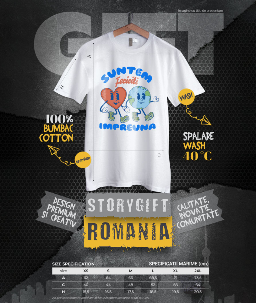 Tricou Femei, Barbati, Copii, Fata, Baiat, Unisex Personalizat Cadouri personalizate pentru cupluri - inima și planeta Pământ cu mesaj de iubire și fericire [4]
