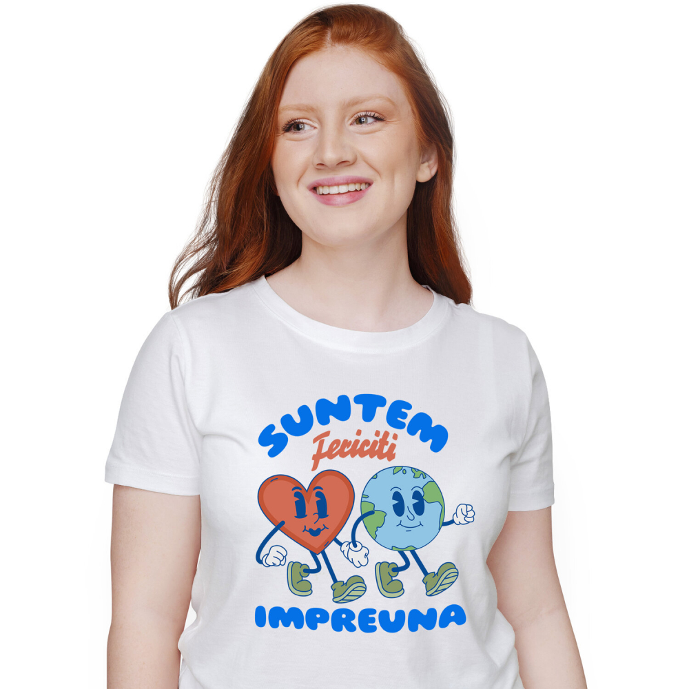 Tricou Femei, Barbati, Copii, Fata, Baiat, Unisex Personalizat Cadouri personalizate pentru cupluri - inima și planeta Pământ cu mesaj de iubire și fericire [1]