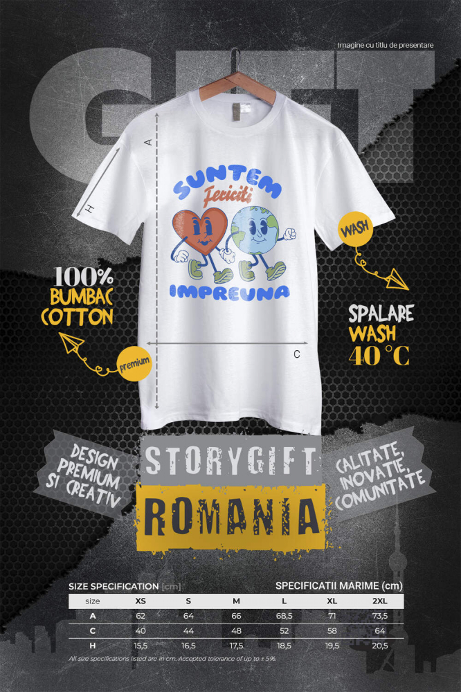 Tricou Femei, Barbati, Copii, Fata, Baiat, Unisex Personalizat Cadouri personalizate pentru cupluri - inima și planeta Pământ cu mesaj de iubire și fericire [4]