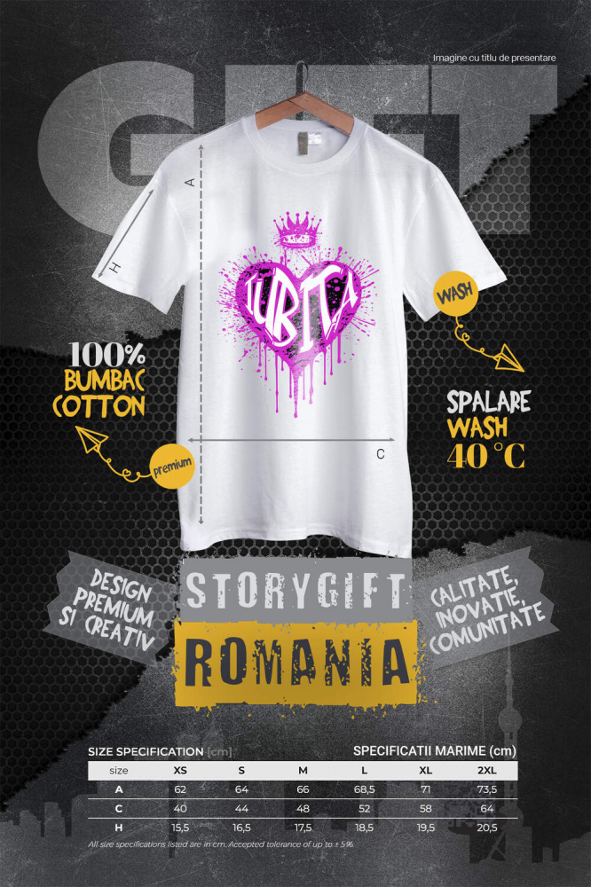 Tricou Femei, Barbati, Copii, Fata, Baiat, Unisex Personalizat Cadou personalizat pentru iubita - Inima Stil Graffiti cu Coroana, Valentine's Day [4]