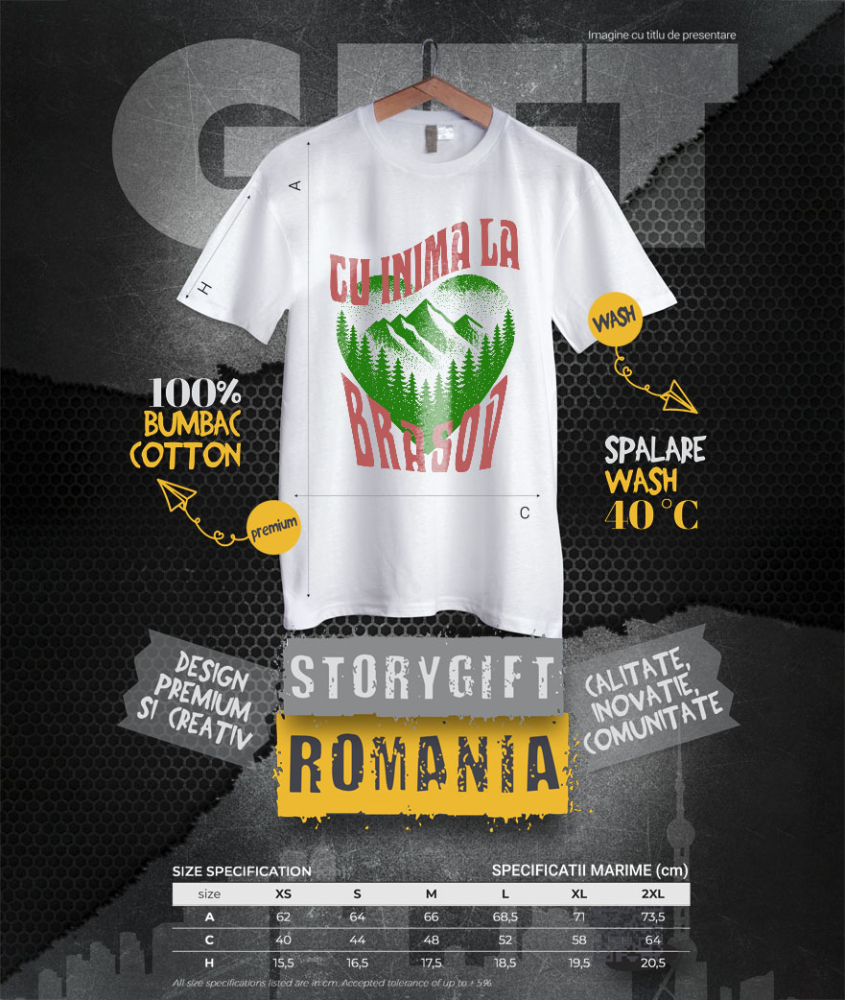 Tricou Femei, Barbati, Copii, Fata, Baiat, Unisex Personalizat Tricou Personalizat Natură - „Cu Inima la Brașov” | Cadouri Speciale [4]