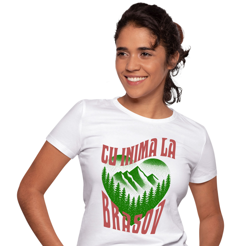 Tricou Femei, Barbati, Copii, Fata, Baiat, Unisex Personalizat Tricou Personalizat Natură - „Cu Inima la Brașov” | Cadouri Speciale [1]