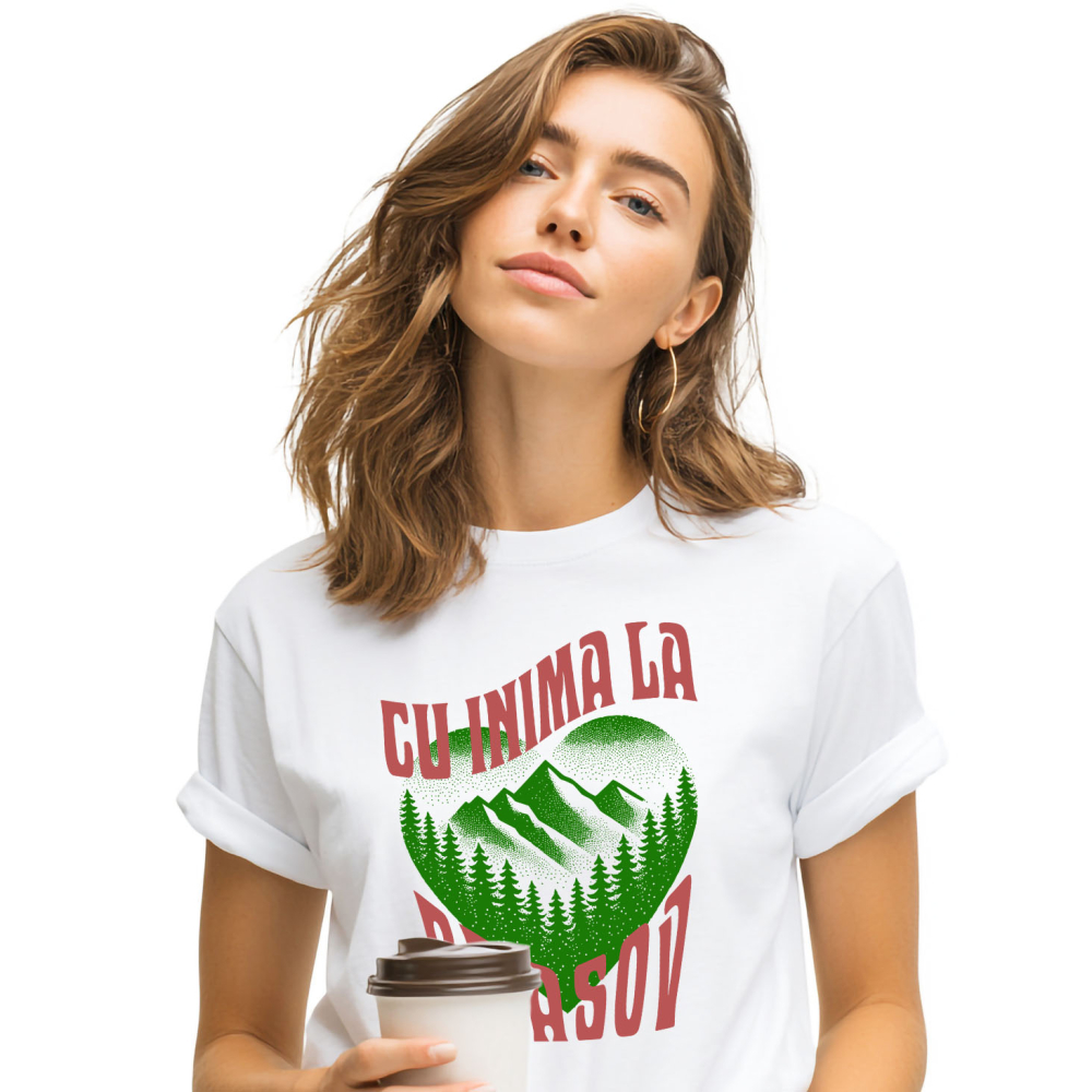 Tricou Femei, Barbati, Copii, Fata, Baiat, Unisex Personalizat Tricou Personalizat Natură - „Cu Inima la Brașov” | Cadouri Speciale [1]