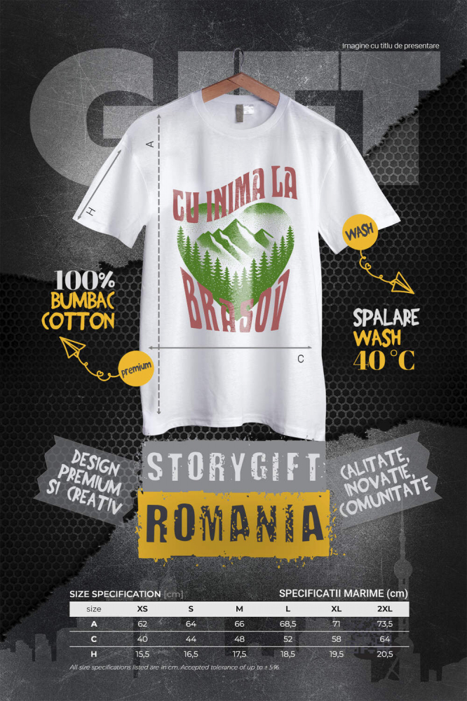 Tricou Femei, Barbati, Copii, Fata, Baiat, Unisex Personalizat Tricou Personalizat Natură - „Cu Inima la Brașov” | Cadouri Speciale [4]