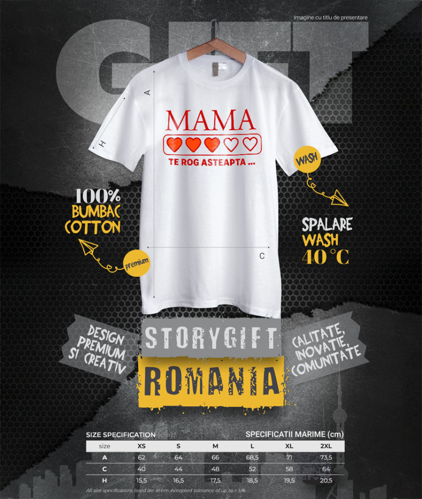 Tricou Femei, Barbati, Copii, Fata, Baiat, Unisex Personalizat "Inimi Pline de Culoare – Cadouri Personalizate pentru Mama cu Mesaj Iubire" [4]