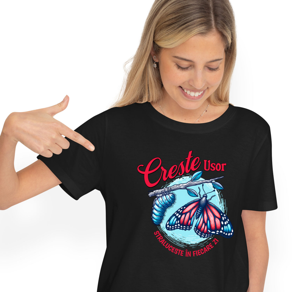 Tricou Femei, Barbati, Copii, Fata, Baiat, Unisex Personalizat Tricou Personalizat Fluture Colorat – Mesaj de Evoluție și Creștere | Cadou Inspirațional [1]