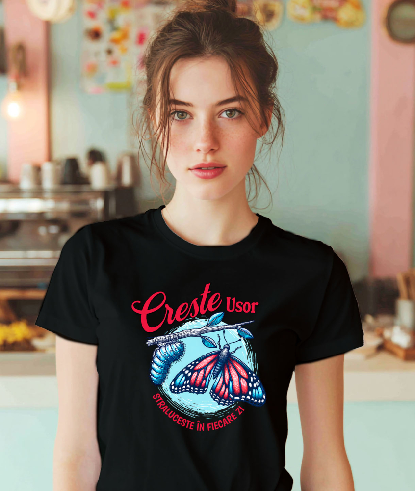 Tricou Femei, Barbati, Copii, Fata, Baiat, Unisex Personalizat Tricou Personalizat Fluture Colorat – Mesaj de Evoluție și Creștere | Cadou Inspirațional [2]