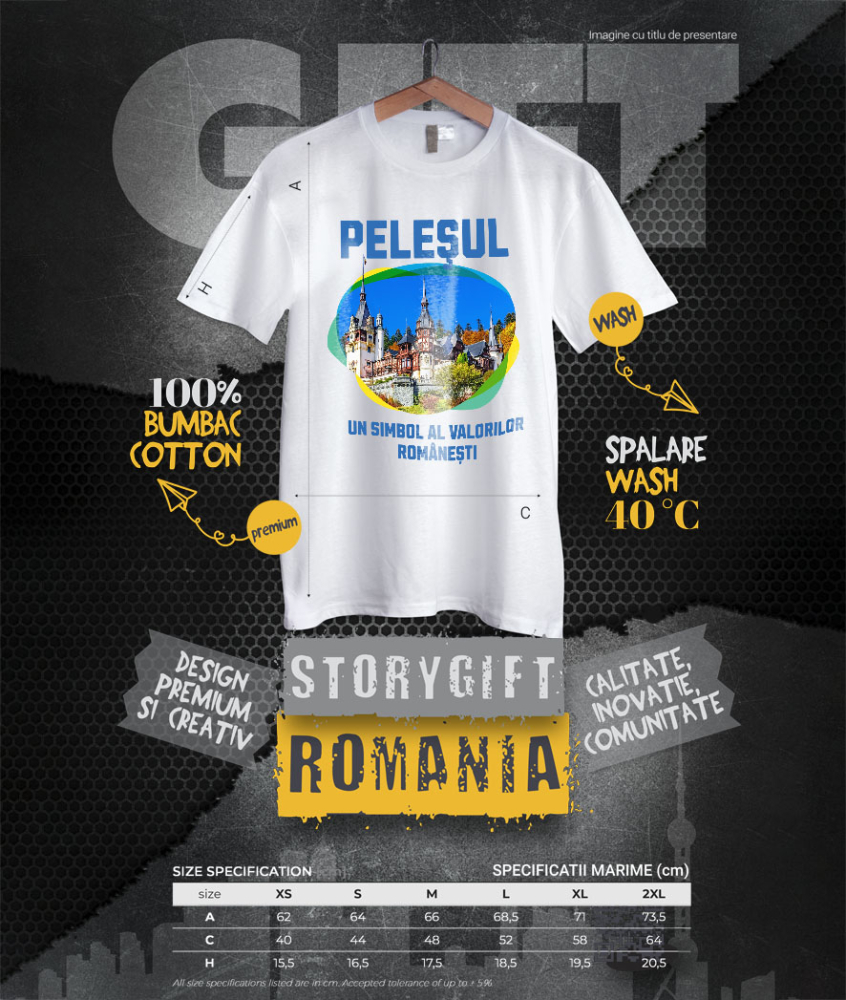 Tricou Femei, Barbati, Copii, Fata, Baiat, Unisex Personalizat "Castelul Peleș – Atracție Turistică Internațională în România" [4]
