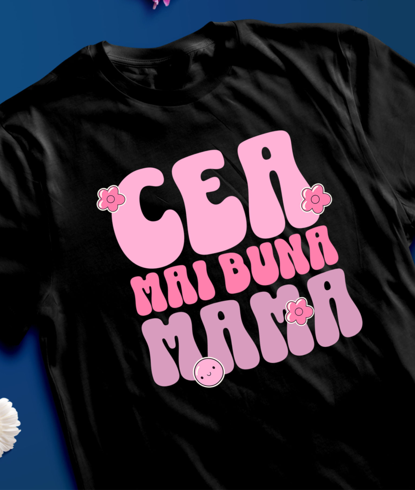 Tricou Femei, Barbati, Copii, Fata, Baiat, Unisex Personalizat Mesaj Iubire „Cea Mai Bună Mama” - Cadou Cu Flori Roz Personalizat [3]