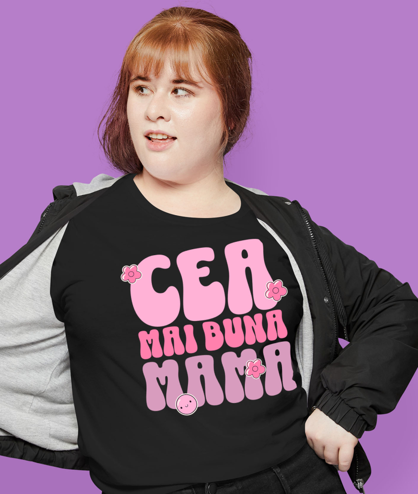 Tricou Femei, Barbati, Copii, Fata, Baiat, Unisex Personalizat Mesaj Iubire „Cea Mai Bună Mama” - Cadou Cu Flori Roz Personalizat [2]