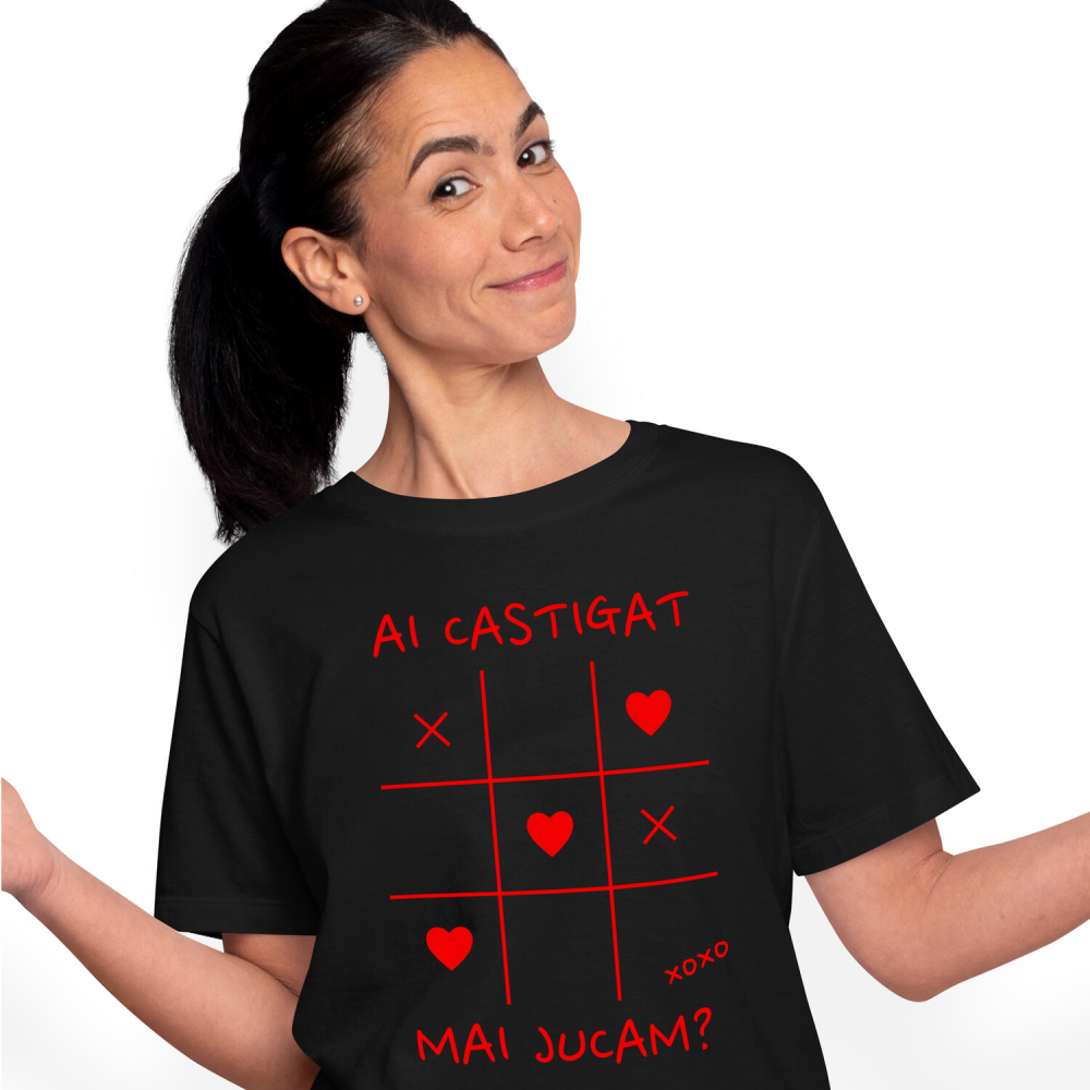 Tricou Femei, Barbati, Copii, Fata, Baiat, Unisex Personalizat Joc Haios X și 0 Personalizat cu Mesaj „Ai Câștigat, Mai Jucăm” - Cadou de Dragoste [1]