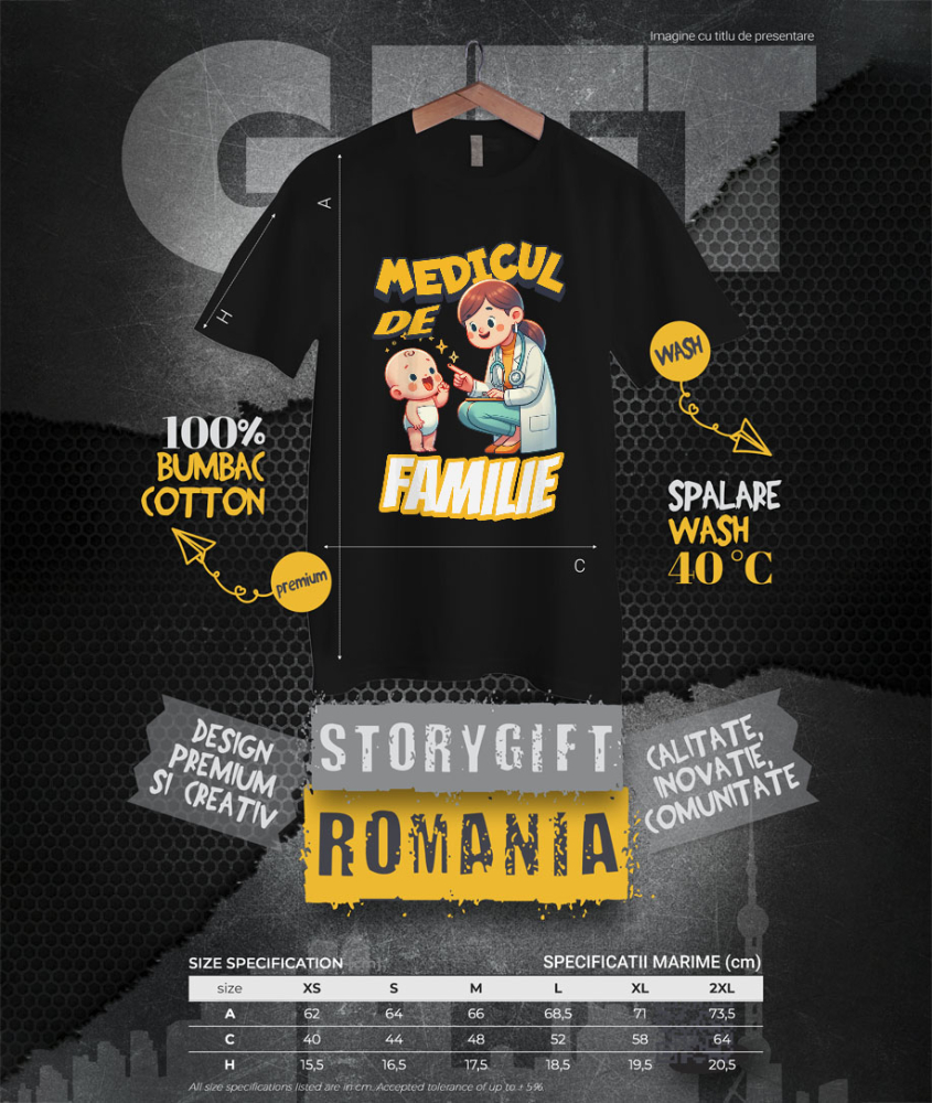 Tricou Femei, Barbati, Copii, Fata, Baiat, Unisex Personalizat Femeie Doctor cu Halat Alb și Copil Vesel – Design Personalizat [4]