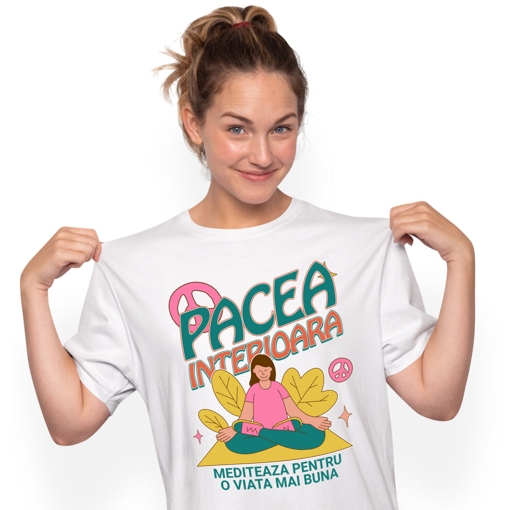 Tricou Femei, Barbati, Copii, Fata, Baiat, Unisex Personalizat Femeie în Poziție de Yoga – Relaxare și Meditație pentru Echilibru Interior [1]