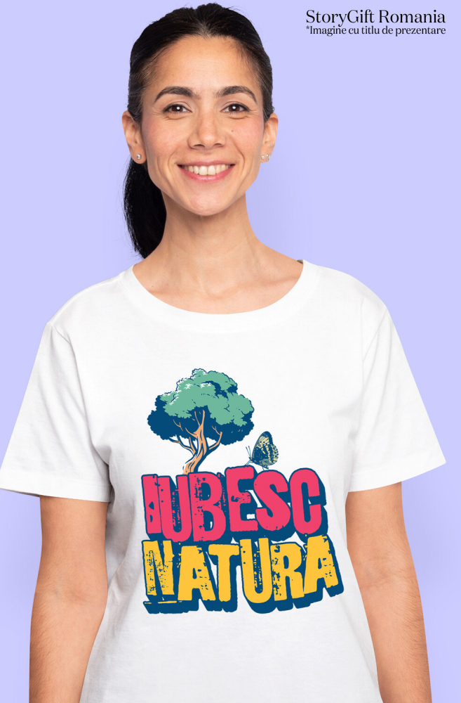 Tricou Femei, Barbati, Copii, Fata, Baiat, Unisex Personalizat "Iubesc Natura – Copac Verde și Fluturi Colorați, Hobby Natural" [2]