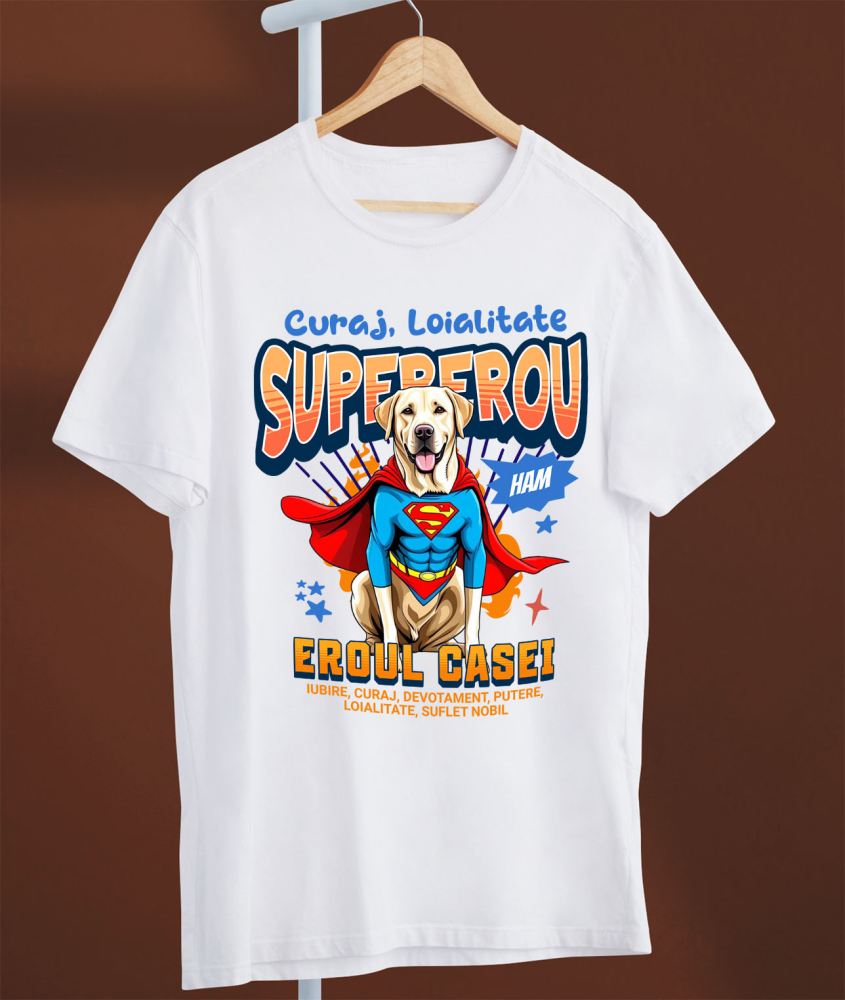 Tricou Femei, Barbati, Copii, Fata, Baiat, Unisex Personalizat Labrador în Costum de Superman – Produse Personalizate pentru Familie și Copii [3]