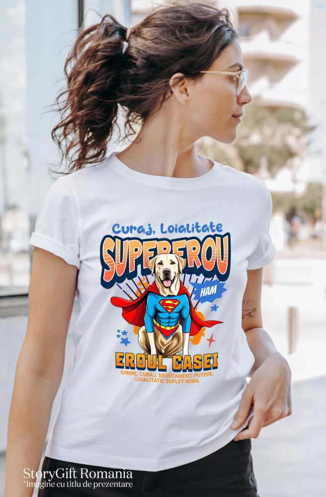 Tricou Femei, Barbati, Copii, Fata, Baiat, Unisex Personalizat Labrador în Costum de Superman – Produse Personalizate pentru Familie și Copii [2]