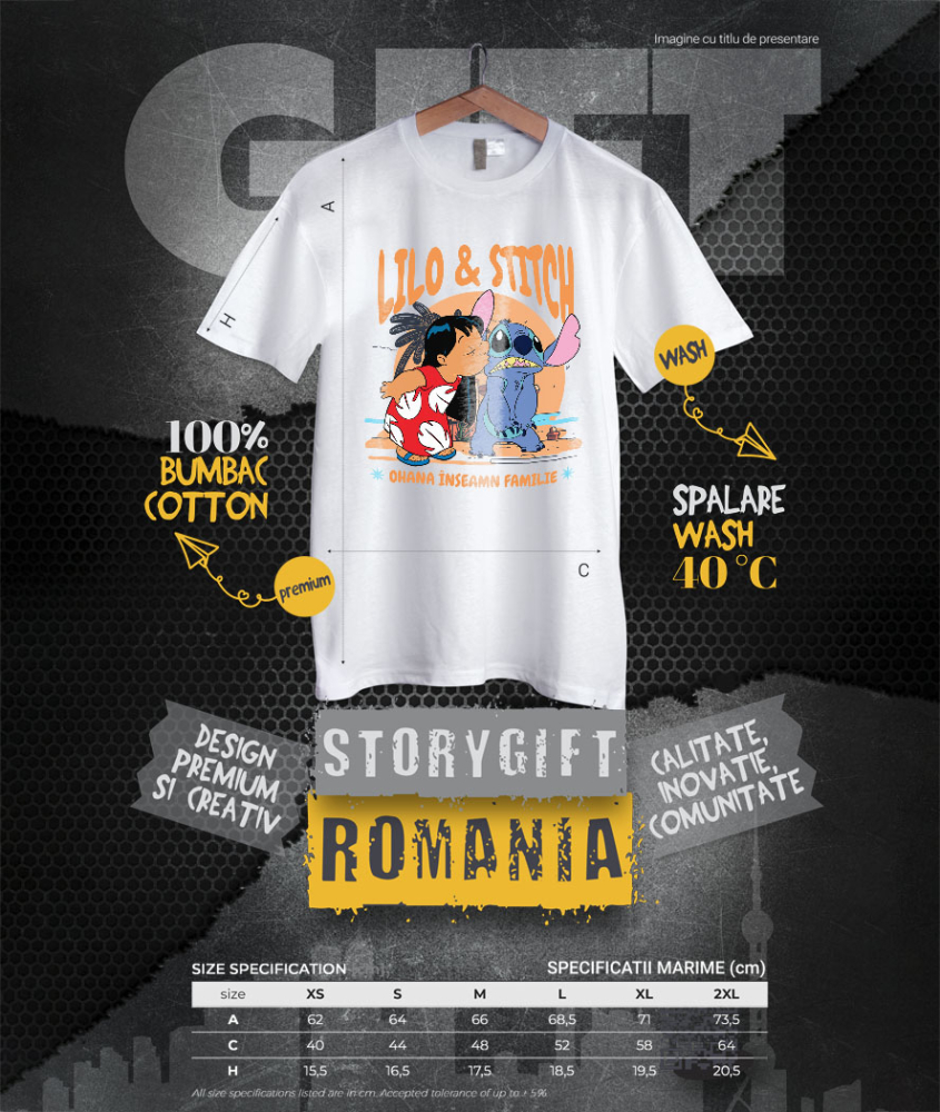 Tricou Femei cu Lilo si Stitch – vacanta vesela 100% Bumbac, Alb, L [4]