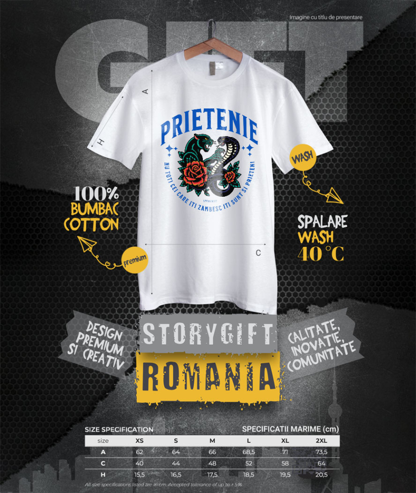 Tricou Femei, Barbati, Copii, Fata, Baiat, Unisex Personalizat „Cadou Personalizat Tigru Furios și Sarpe Periculos cu Trandafiri Roșii – Mesaj despre Prietenie Adevărată” [4]