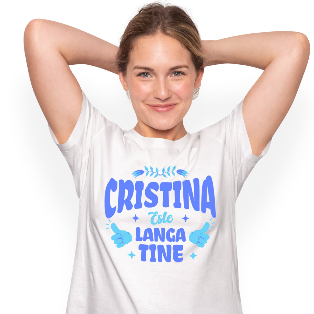 Tricou Femei, Barbati, Copii, Fata, Baiat, Unisex Personalizat Cadou Personalizat Iubire Cristina | Semn OK cu Flori Colorate [1]