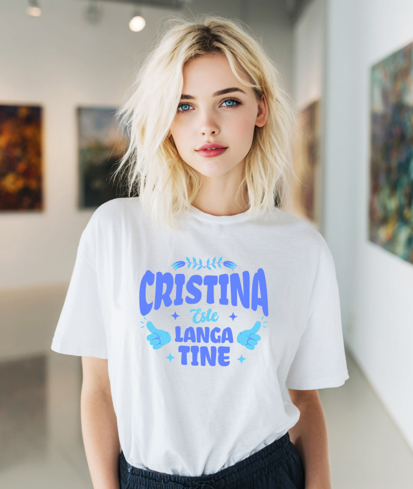 Tricou Femei, Barbati, Copii, Fata, Baiat, Unisex Personalizat Cadou Personalizat Iubire Cristina | Semn OK cu Flori Colorate [2]