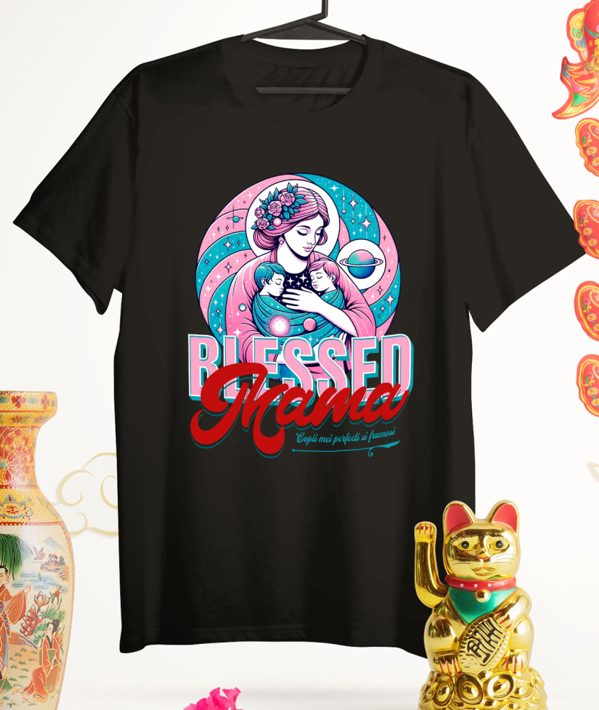 Tricou Femei, Barbati, Copii, Fata, Baiat, Unisex Personalizat "Blessed Mama Copii Mei Perfecti și Frumoși – Cadouri Personalizate pentru Familie" [3]