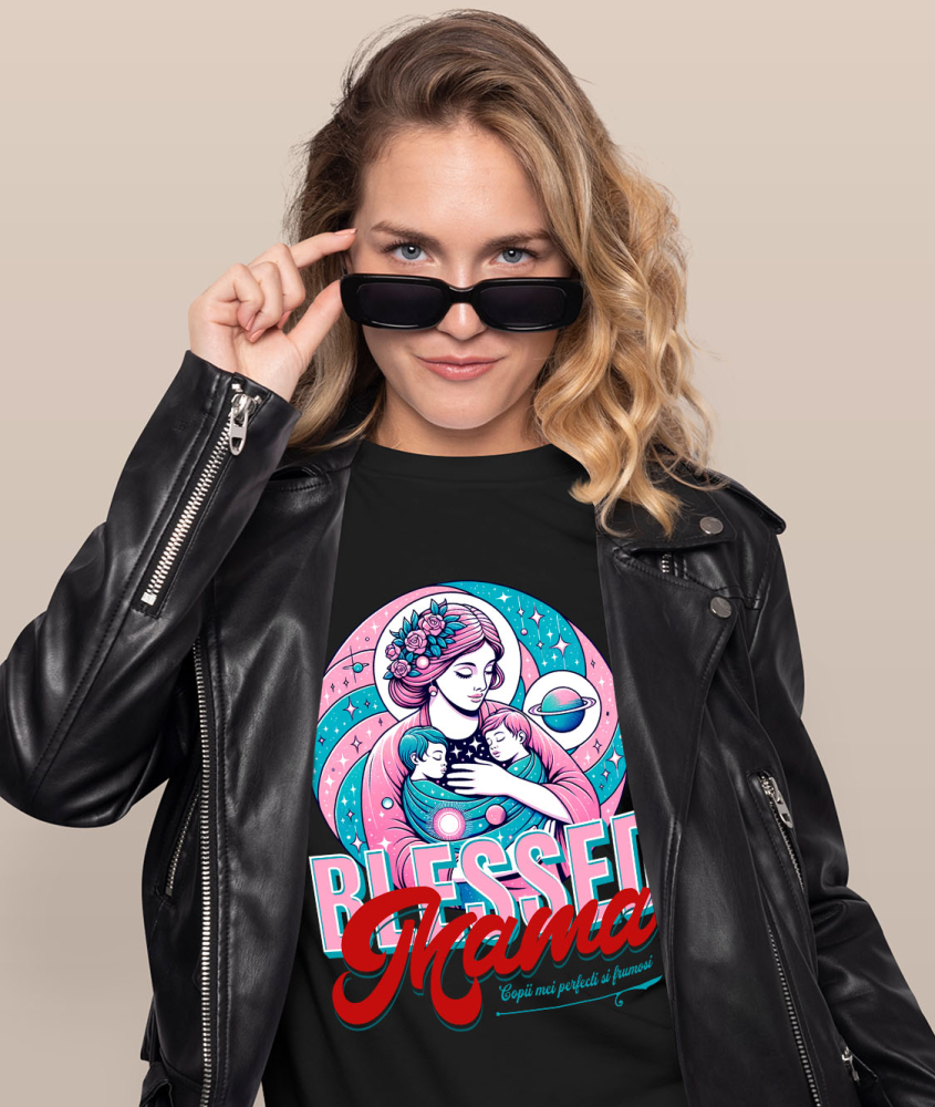 Tricou Femei, Barbati, Copii, Fata, Baiat, Unisex Personalizat "Blessed Mama Copii Mei Perfecti și Frumoși – Cadouri Personalizate pentru Familie" [2]