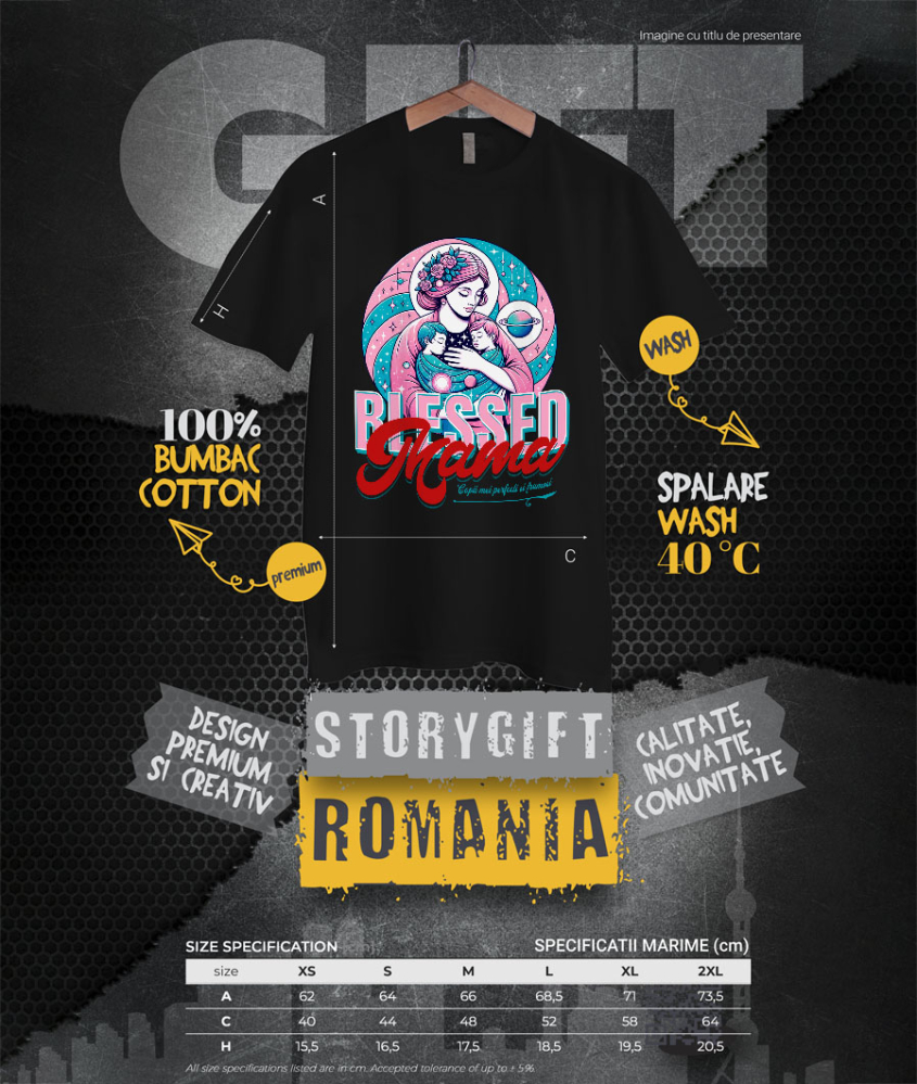 Tricou Femei, Barbati, Copii, Fata, Baiat, Unisex Personalizat "Blessed Mama Copii Mei Perfecti și Frumoși – Cadouri Personalizate pentru Familie" [4]