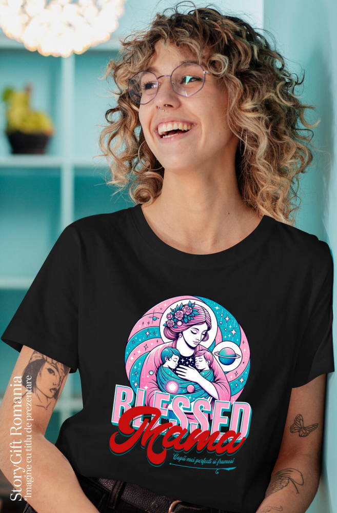 Tricou Femei, Barbati, Copii, Fata, Baiat, Unisex Personalizat "Blessed Mama Copii Mei Perfecti și Frumoși – Cadouri Personalizate pentru Familie" [2]
