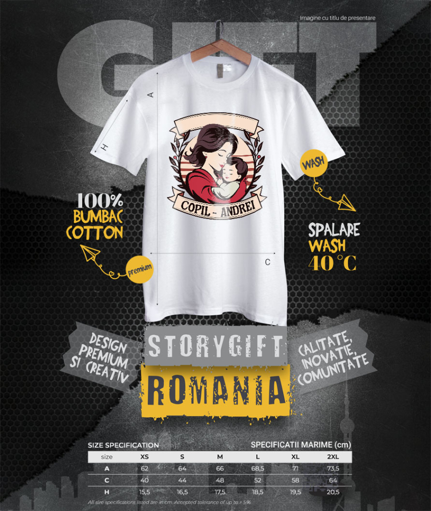 Tricou Femei, Barbati, Copii, Fata, Baiat, Unisex Personalizat Mama și Copil - „Iubire Eternă” | Cadou Personalizat pentru Familie [4]