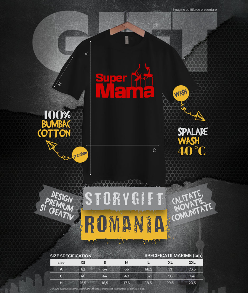 Tricou Femei, Barbati, Copii, Fata, Baiat, Unisex Personalizat "Super Mama – Femeie Puternică – Cadouri Personalizate Marionetă și Papuși" [4]