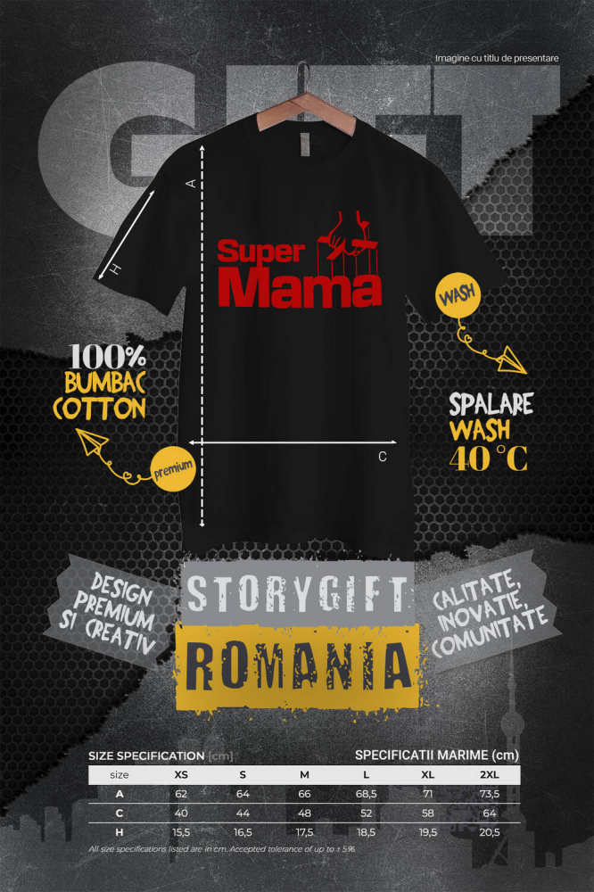 Tricou Femei, Barbati, Copii, Fata, Baiat, Unisex Personalizat "Super Mama – Femeie Puternică – Cadouri Personalizate Marionetă și Papuși" [4]