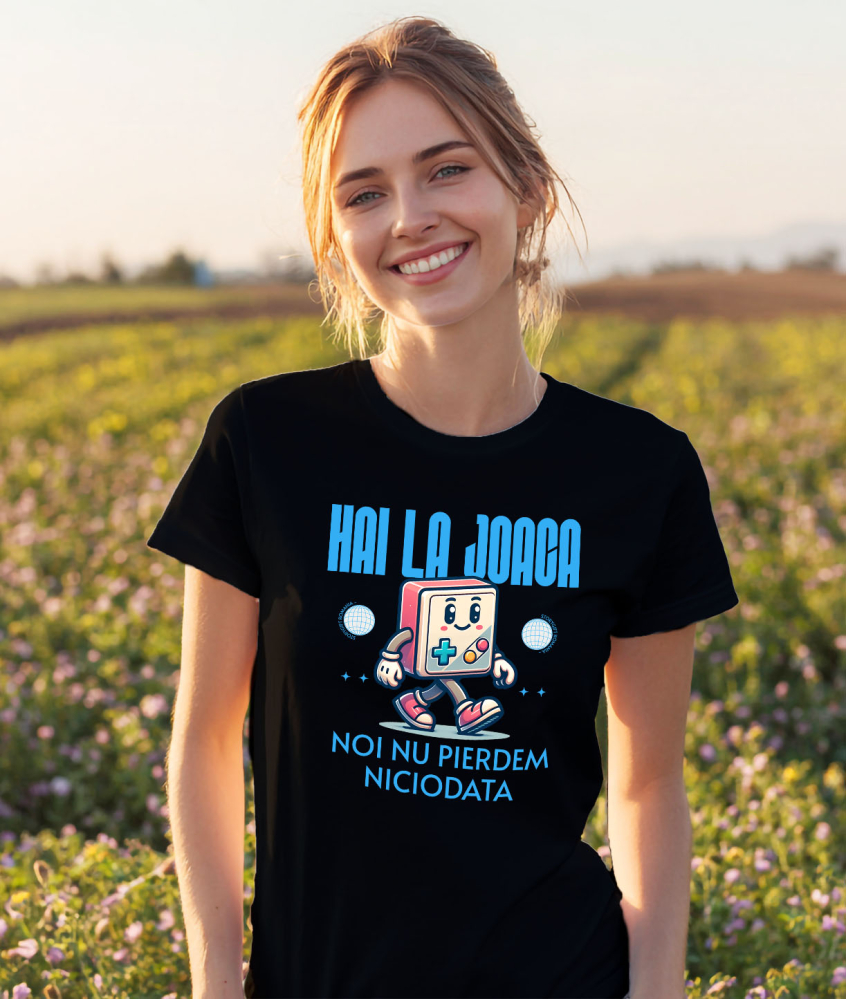 Tricou Femei, Barbati, Copii, Fata, Baiat, Unisex Personalizat Manetă Jocuri Video Veselă cu Text „Hai la Joacă” - Cadou Personalizat pentru Familie și Prieteni [2]