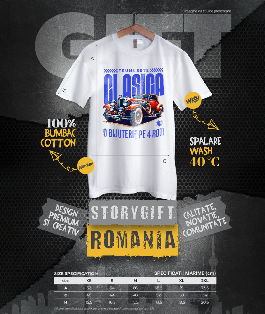 Tricou Femei, Barbati, Copii, Fata, Baiat, Unisex Personalizat Mașină Vintage Clasică – Eleganță și Lux pe 4 Roți [4]