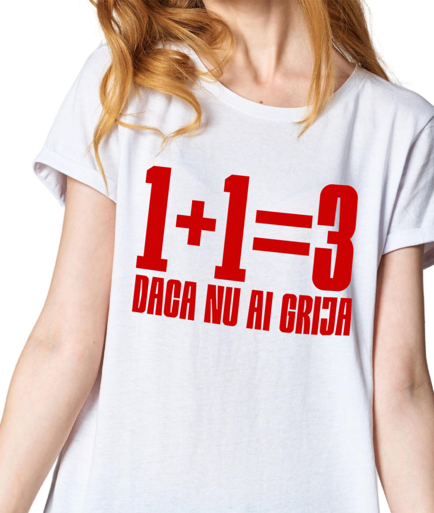Tricou Femei, Barbati, Copii, Fata, Baiat, Unisex Personalizat Haios Adunare Matematica Unu Plus Unu Egal Trei – Cadouri Personalizate pentru Familie și Copii [2]