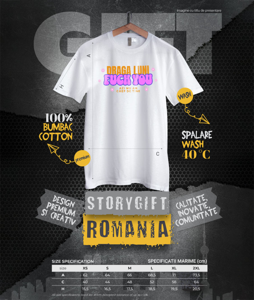 Tricou Femei, Barbati, Copii, Fata, Baiat, Unisex Personalizat Mesaj Haios pentru Luni – Cadouri Personalizate cu Flori Colorate și Texte Amuzante [4]