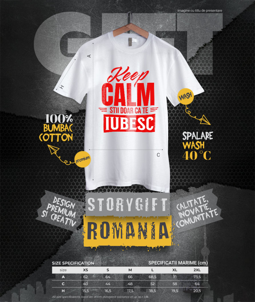 Tricou Femei, Barbati, Copii, Fata, Baiat, Unisex Personalizat „Mesaj Haios Romantic - Cadou Personalizat „Keep Calm, Știi Doar Că Te Iubesc” pentru Iubita și Familie, Valentine's Day” [4]