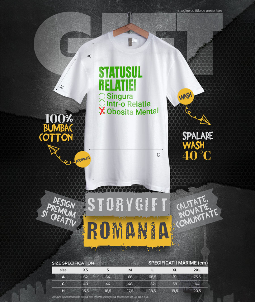 Tricou Femei, Barbati, Copii, Fata, Baiat, Unisex Personalizat „Mesaj Haios „Singura într-o Relație Obosită Mental” - Cadou Amuzant și Personalizat pentru Valentine's Day” [4]