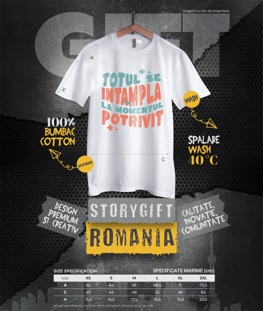 Tricou Femei, Barbati, Copii, Fata, Baiat, Unisex Personalizat Totul se Întâmplă la Momentul Potrivit – Tricou Motivațional cu Stele [4]