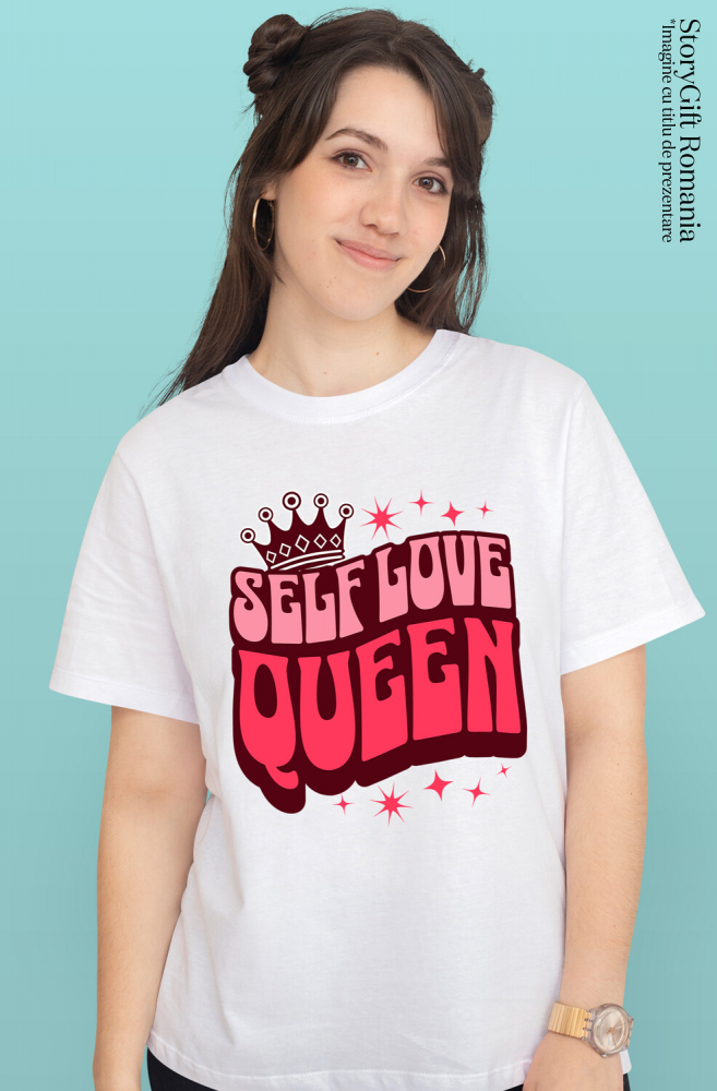 Tricou Femei, Barbati, Copii, Fata, Baiat, Unisex Personalizat Self Love Queen – Tricou Personalizat cu Mesaj Inspirațional pentru Femei [2]