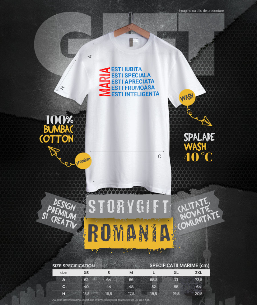 Tricou Femei, Barbati, Copii, Fata, Baiat, Unisex Personalizat Mesaj Romantic de Valentine's Day pentru Maria | Cadou Iubire Specială [4]