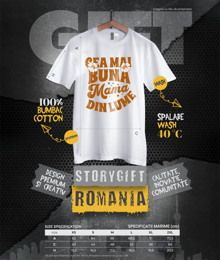 Tricou Femei, Barbati, Copii, Fata, Baiat, Unisex Personalizat Cadou Personalizat Ziua Mamei – Cea Mai Bună Mamă Din Lume [4]