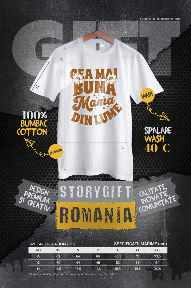 Tricou Femei, Barbati, Copii, Fata, Baiat, Unisex Personalizat Cadou Personalizat Ziua Mamei – Cea Mai Bună Mamă Din Lume [4]