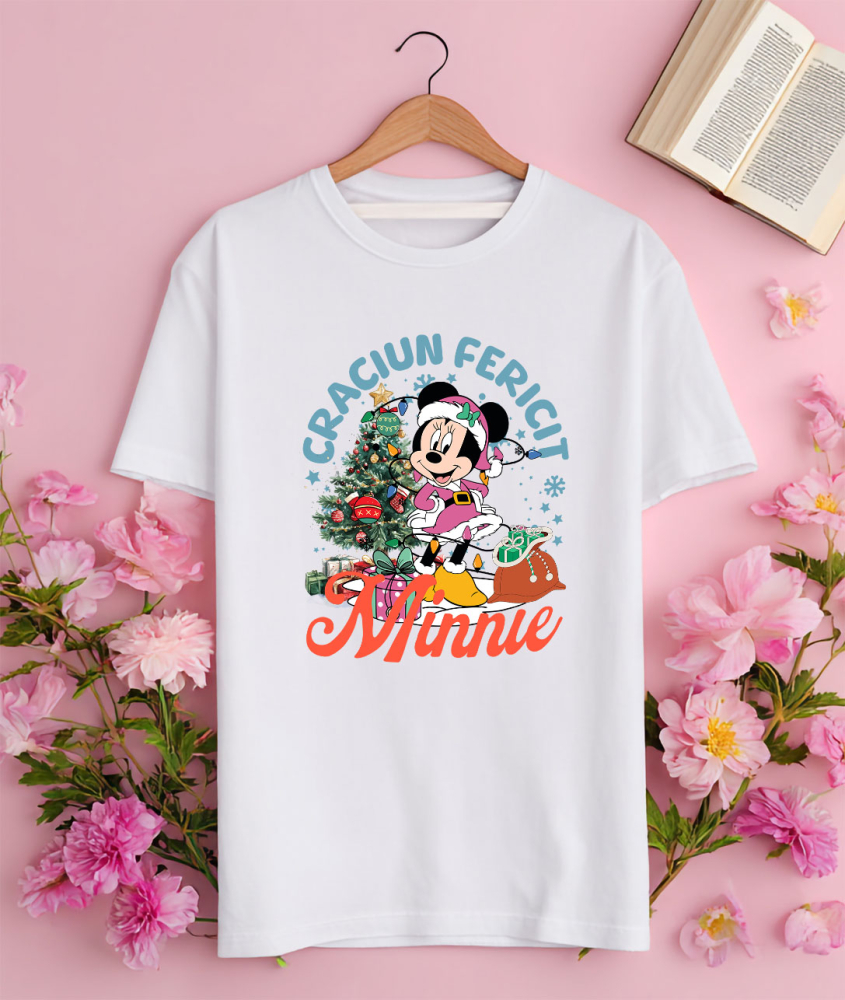 Tricou Femei cu Mickey Mouse Sarbatori Disney 100% Bumbac, Alb, M [3]