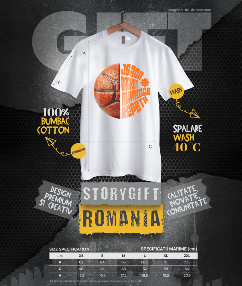 Tricou Femei, Barbati, Copii, Fata, Baiat, Unisex Personalizat Minge Baschet Design Complex – Rutina Zilnică „Joacă Baschet, Mănâncă, Repetă” [4]