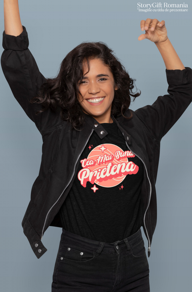 Tricou Femei, Barbati, Copii, Fata, Baiat, Unisex Personalizat "Minge de Baschet Personalizată cu Stele Strălucitoare - Cea Mai Bună Prietenă Fete, Cadou Dragoste" [2]