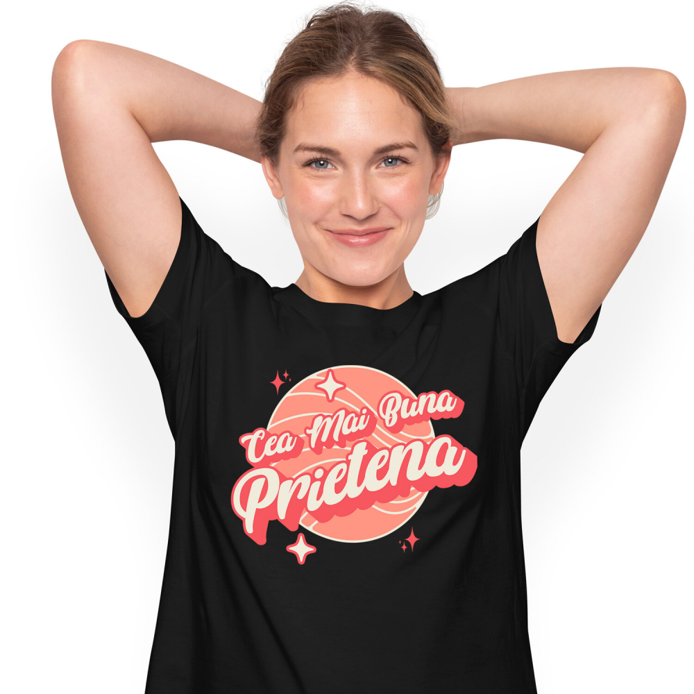 Tricou Femei, Barbati, Copii, Fata, Baiat, Unisex Personalizat "Minge de Baschet Personalizată cu Stele Strălucitoare - Cea Mai Bună Prietenă Fete, Cadou Dragoste" [1]