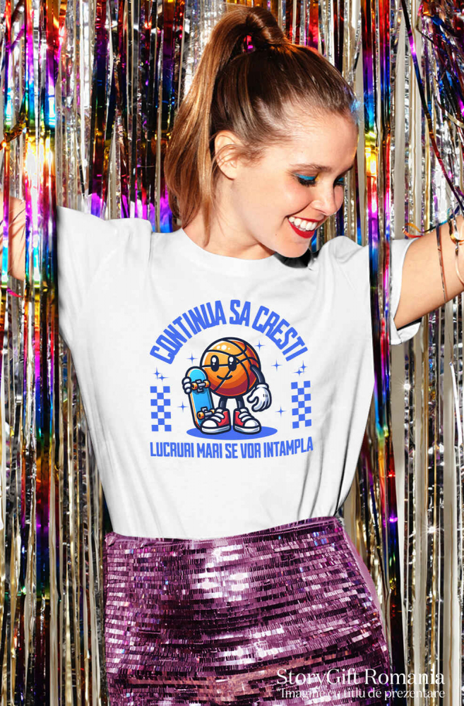 Tricou Femei, Barbati, Copii, Fata, Baiat, Unisex Personalizat Minge Baschet, Teniși și Skateboard Personalizate – Cadou Sportiv Motivațional [2]