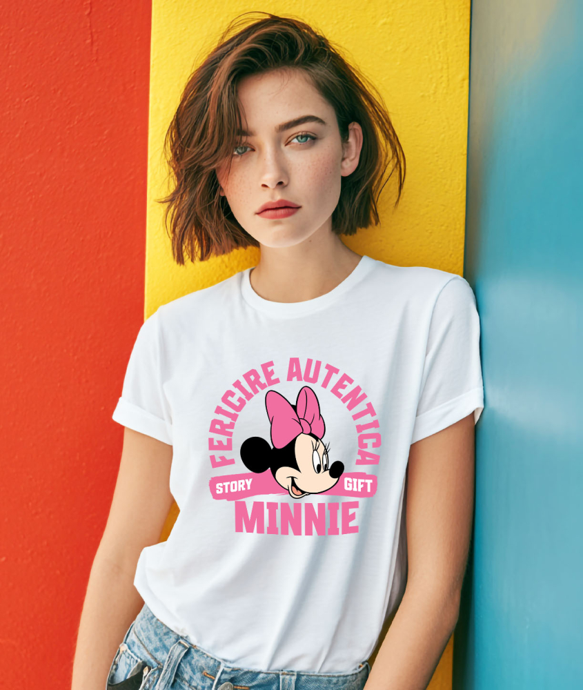 Tricou Femei cu Minnie, cu zâmbetul ce schimbă totul 100% Bumbac, Alb, M [2]
