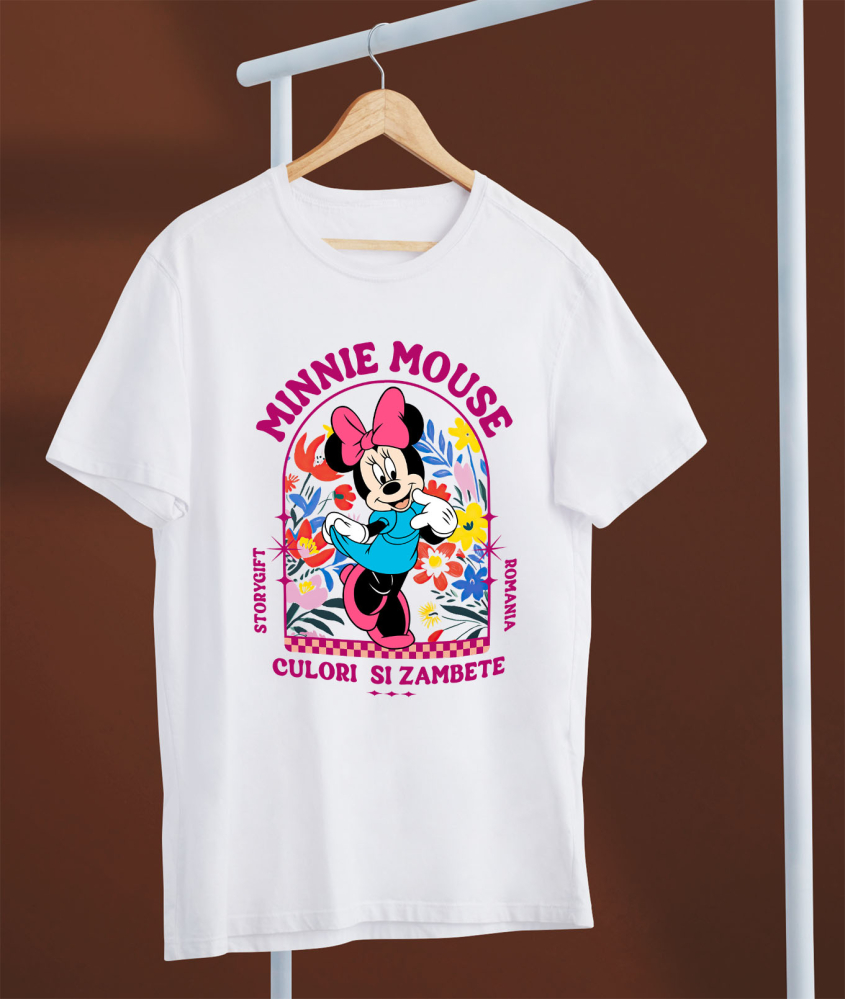 Tricou Femei cu Minnie în grădina fermecată 100% Bumbac, Alb, L [3]
