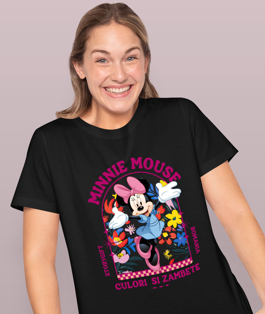 Tricou Femei cu Minnie, în mijlocul unei grădini 100% Bumbac, Negru, L [2]